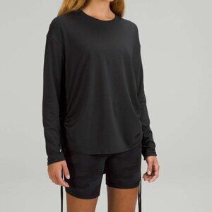 Lululemon Pima Cotton Side-Cinch Long Sleeve Shirt Black 6 crew